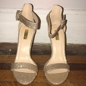 Glitter open toed heels